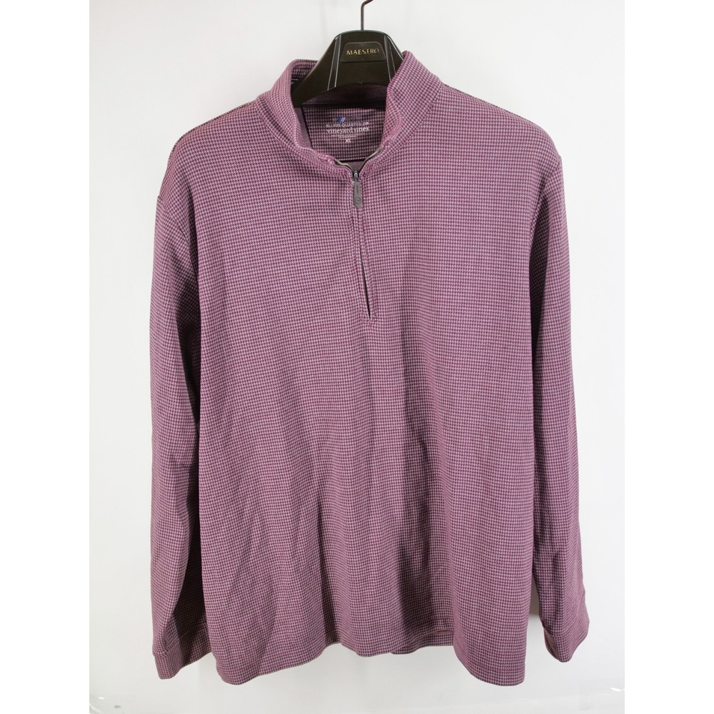 VINEYARD VINES Mens OTG Performance Houndstooth Size XL 1/4 Zip Bluffs‎ Red Golf